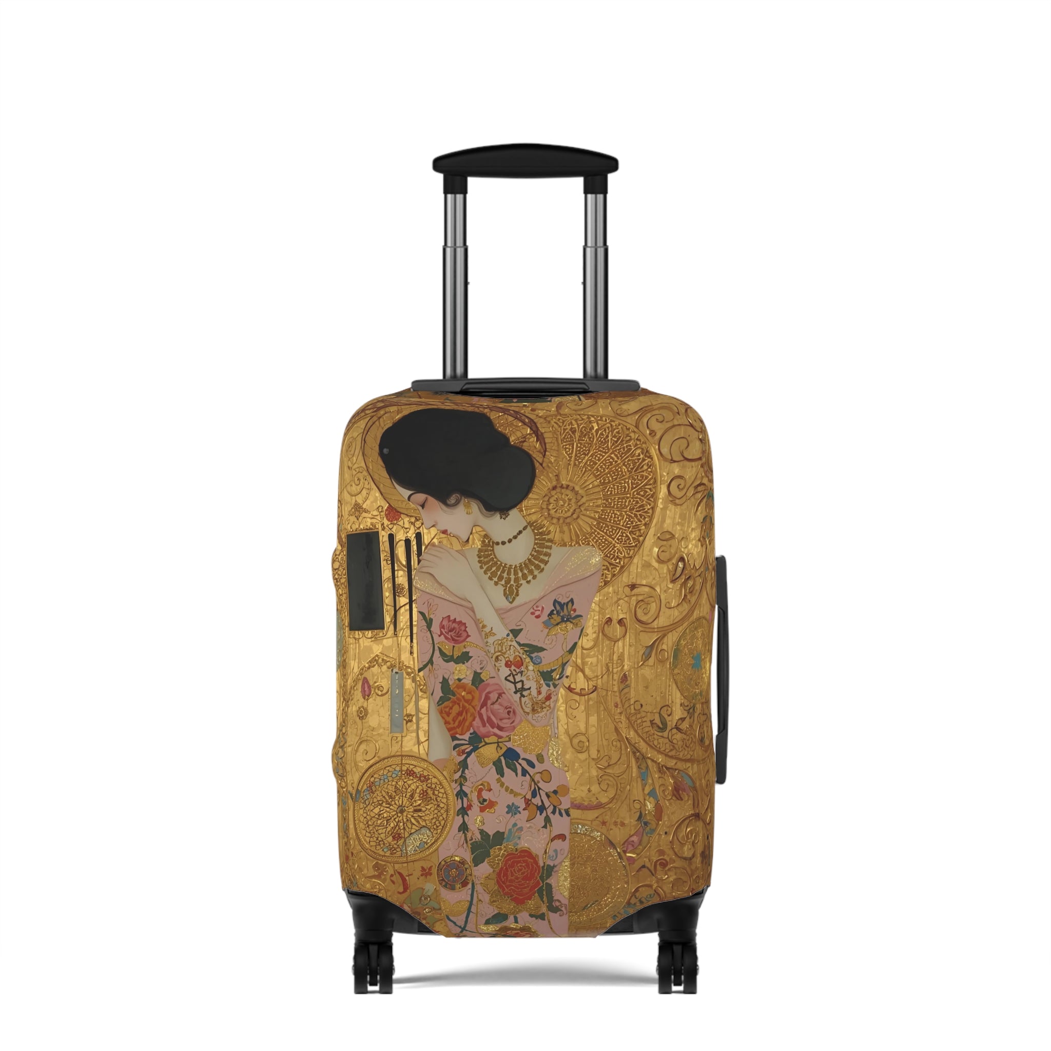 Elegant Klimt-Style Luggage Cover, Travel Accessory, Suitcase Protector, Unique Gift for Travelers, Floral Design - Rosetta Creative Boutique